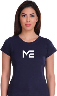 APEX Typography Women Round Neck Dark Blue T-Shirt
