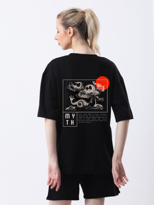TheBTclub Graphic Print Women Round Neck Black T-Shirt