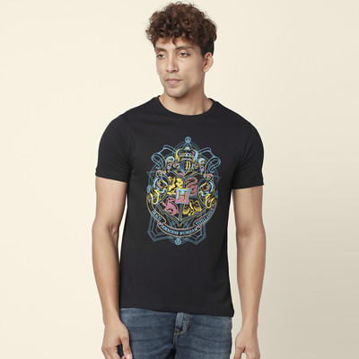 SF Jeans by Pantaloons Printed Men Round Neck Black T-Shirt