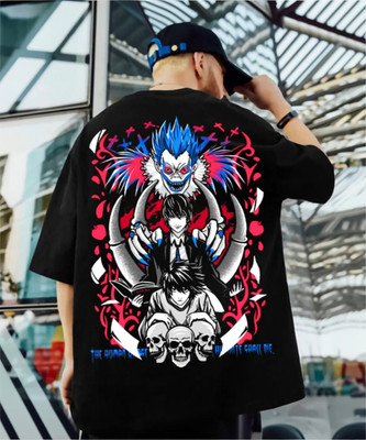 Povaxpo Graphic Print Men Round Neck Black T-Shirt