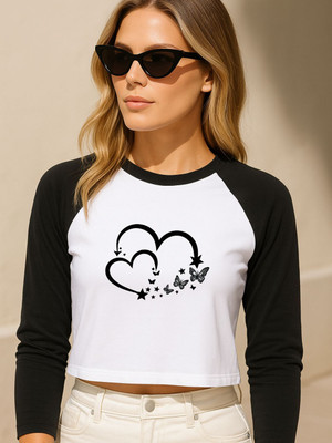 SLENOR Printed Women Round Neck Black T-Shirt