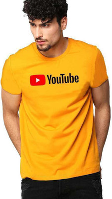 sms creation Graphic Print Men Round Neck Yellow T-Shirt
