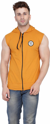 Blisstone Printed Men Hooded Neck Gold T-Shirt