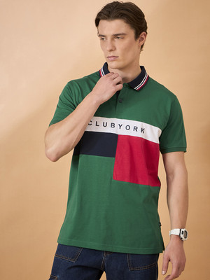 Club York Colorblock Men Polo Neck Green T-Shirt