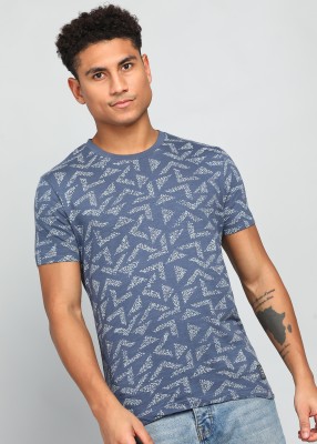 MUFTI Printed Men Round Neck Grey T-Shirt