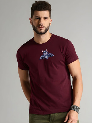 SZN Graphic Print Men Round Neck Maroon T-Shirt