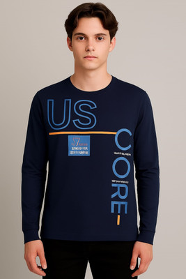 SAND PIPER Graphic Print Men Round Neck Navy Blue T-Shirt