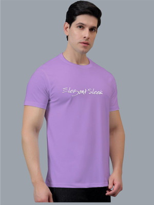Elegant Sleek Solid Men Round Neck Purple T-Shirt