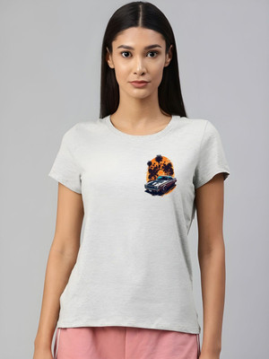SZN Graphic Print Women Round Neck Grey T-Shirt