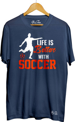 THE PRINT PLATTER Printed Men Round Neck Dark Blue T-Shirt