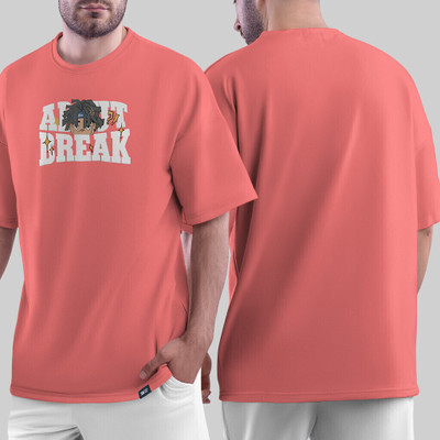 HouseOfCommon Printed Men Round Neck Pink T-Shirt