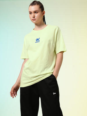 HRX by Hrithik Roshan Solid Women Round Neck Yellow T-Shirt