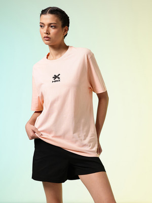 HRX by Hrithik Roshan Solid Women Round Neck Orange T-Shirt