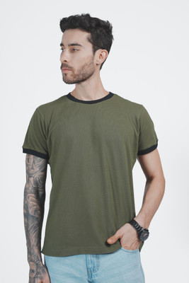 LOOM FASHION Solid Men Round Neck Green T-Shirt