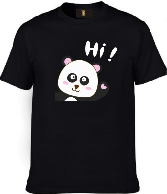 Trendifyteez Printed Couple Round Neck Black T-Shirt