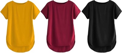 RYTE STYLE Solid Women Round Neck Multicolor T-Shirt