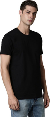 Maxzone Solid Men Round Neck Black T-Shirt