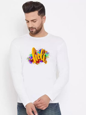 LV CARE Printed Men Round Neck White T-Shirt
