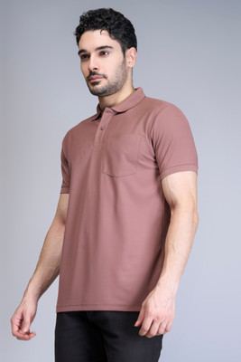 Maxzone Solid Men Polo Neck Maroon T-Shirt