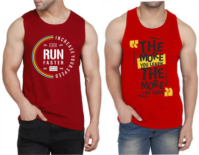 WOOSTRO Graphic Print Men Scoop Neck Red, Maroon T-Shirt
