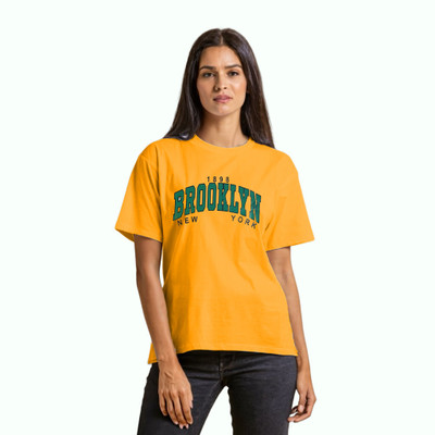 HouseOfCommon Graphic Print Women Round Neck Yellow T-Shirt