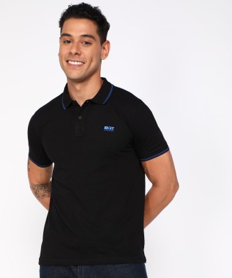 BEAT LONDON by Pepe Jeans Solid Men Polo Neck Black T-Shirt