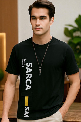 Autna Printed Men Round Neck Black T-Shirt