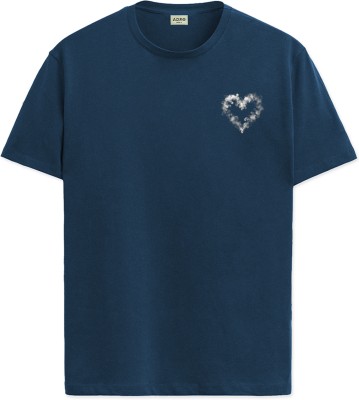ADRO Printed Men Round Neck Dark Blue T-Shirt