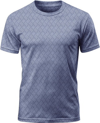 Ananta Self Design Men Round Neck Grey T-Shirt