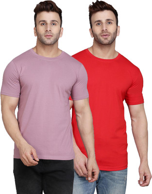 SLOWLORIS Solid Men Round Neck Red T-Shirt