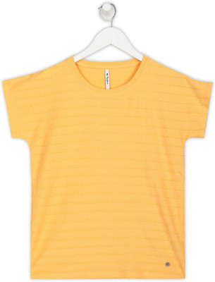 Pepe Jeans Striped Women Crew Neck Yellow T-Shirt