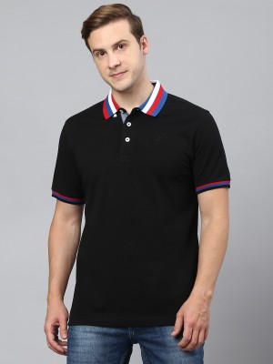 Beverly Hills Polo Club Solid Men Polo Neck Black T-Shirt