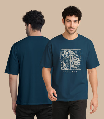 Bullmer Graphic Print Men Round Neck Blue T-Shirt