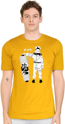 JoyandHappiness Printed Men Round Neck Yellow T-Shirt