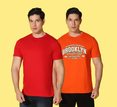 WOOSTRO Printed Men Round Neck Multicolor T-Shirt