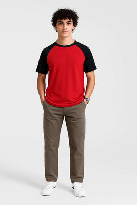 SIXTEENLINES Solid Men Round Neck Reversible Red T-Shirt