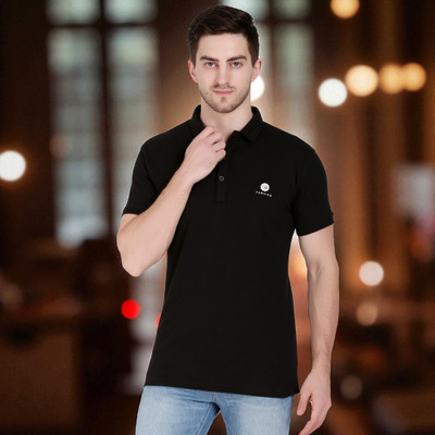 FARICON Solid Men Round Neck Black T-Shirt