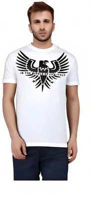 Royal Creations By Rv Printed Men Round Neck White T-Shirt