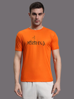 InkTees Printed Men Round Neck Orange T-Shirt