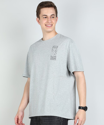 Trendyol Graphic Print Men Crew Neck Grey T-Shirt