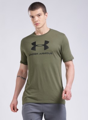 UNDER ARMOUR Printed Men Crew Neck Green T-Shirt
