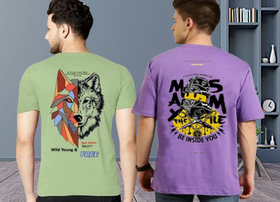 Printed Men Green, Purple T-Shirt