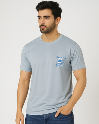 BLS Primium Graphic Print Men Round Neck Reversible Grey T-Shirt