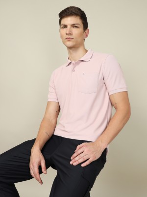 TECHNOSPORT Solid Men Polo Neck Pink T-Shirt