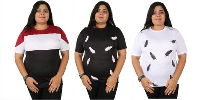 Oishee Printed Women Round Neck Multicolor T-Shirt