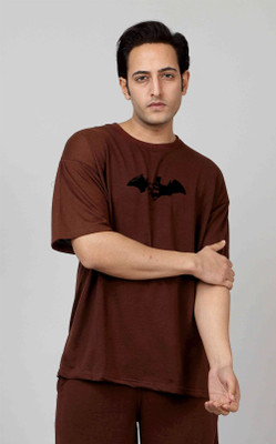 ME MONTERA INDIA ELEVATE YOUR STYLE Printed Men Round Neck Brown T-Shirt