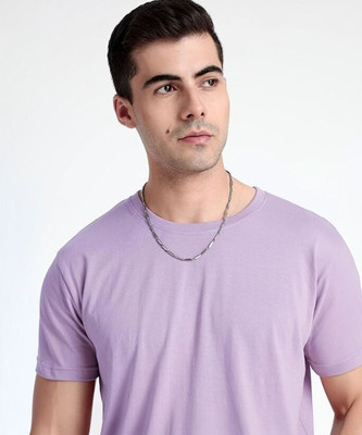 Pavis Solid Men Round Neck Purple T-Shirt
