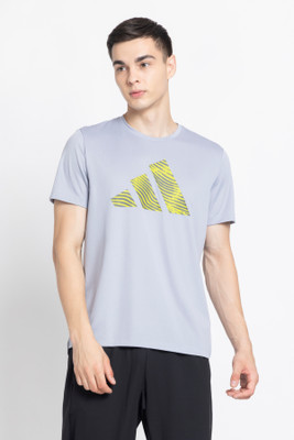 ADIDAS Graphic Print Men Crew Neck Grey T-Shirt
