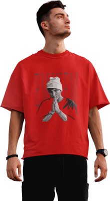 PRINTWEAR Graphic Print, Self Design Men Round Neck Red T-Shirt