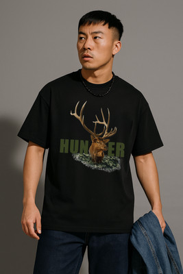 Kapda Culture Solid, Graphic Print Men Round Neck Black T-Shirt
